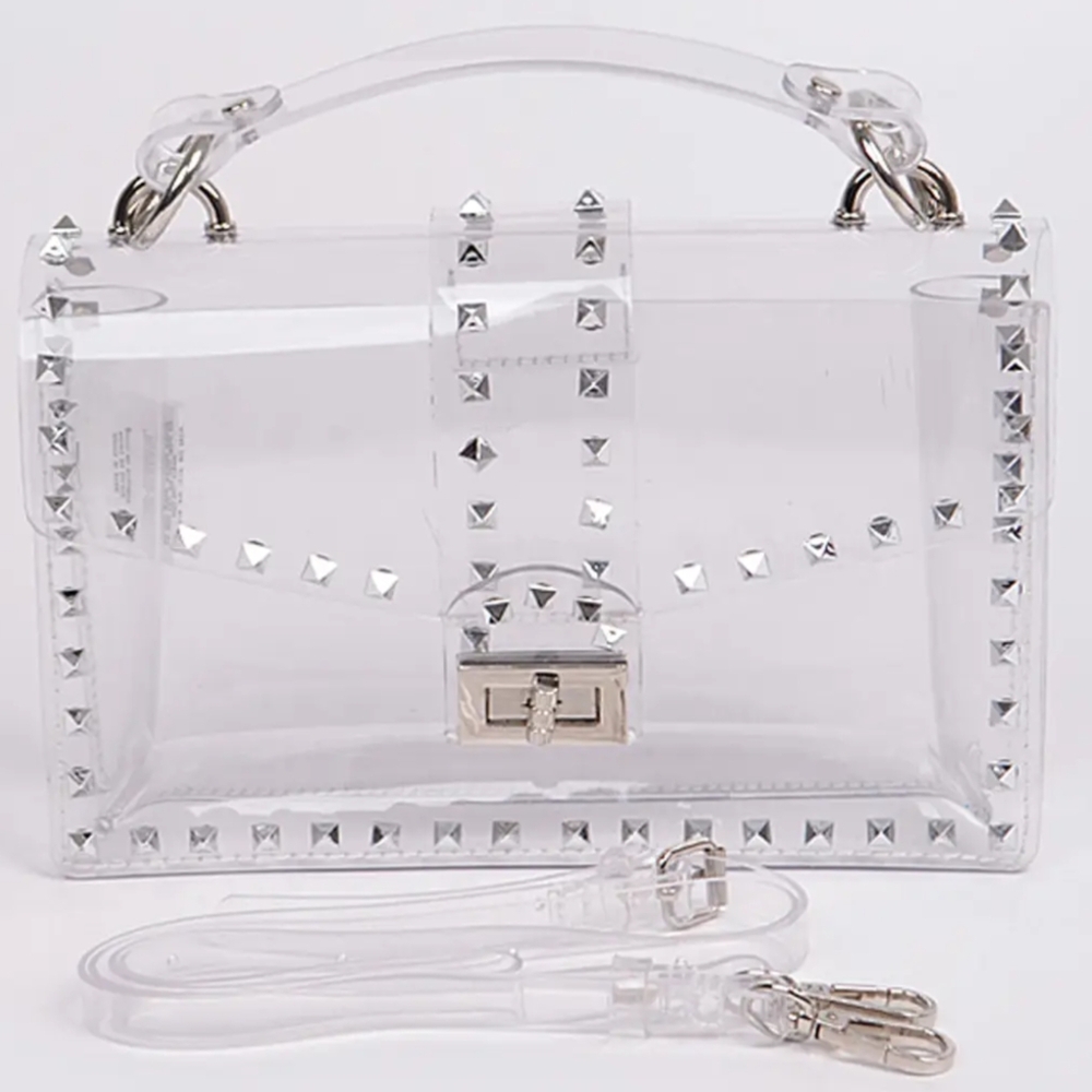 NWT Clear Studded Handbag 9"X6"X3" approximately